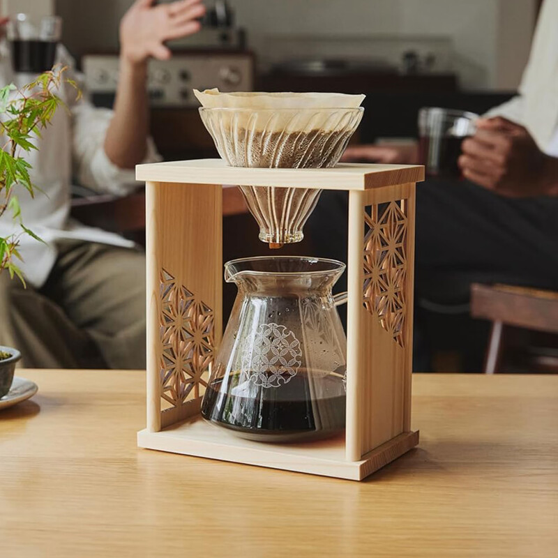 HARIO Japanese-style hand-brewed coffee set heat-resistant glass sharing pot V60 drip filter cup hand-brewed Qibao hemp leaf heat-resistant glass sharing pot Qibao style 600ml