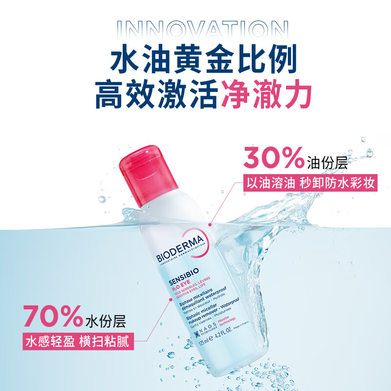 BIODERMA Double Extract Eye and Lip Remover Oil Separation B5 Nourishes Sensitive Eyelashes 125ml*2