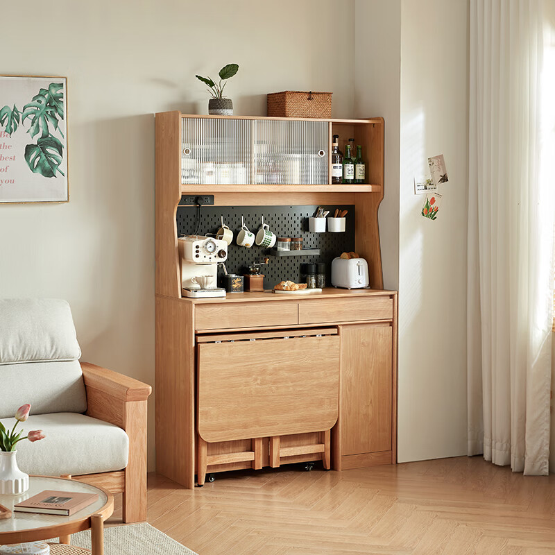 Lin's home multi-functional sideboard with dining table, wall-mounted integrated storage cabinet, small apartment storage high cabinet furniture OU2R