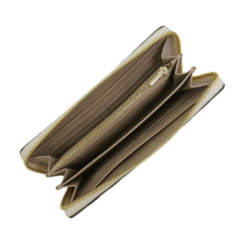 COACH 19 Embossed Zipper Closure Leather Wallet Small Women's White White