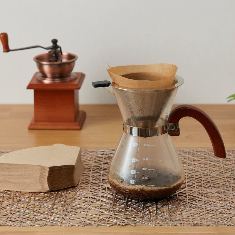 NITORI Yideli Home Furnishing Log Pulp Portable Drip Hand-brewed Coffee Powder Filter Paper Conical Trapezoid Trapezoid Wood Color 100 Sheets