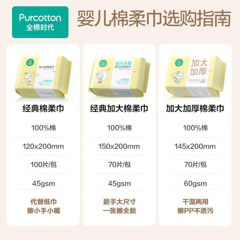 Cotton Era Sun Yingsha's same style baby cotton soft towel 100% pure cotton wet and dry face towel 100 puffs * 18 pack