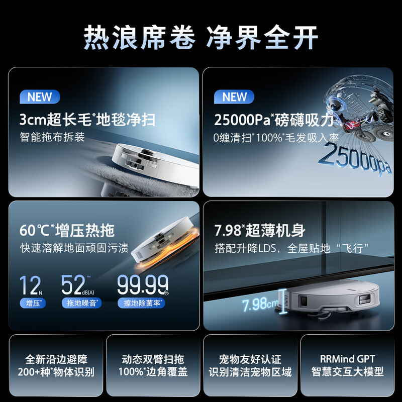 Roborock sweeping robot P20 ultra Plus all-in-one sweeping, mopping, washing and drying machine, automatic dust collection, up and down water, hot water washing mop vacuum cleaner, shocking new product P20 Ultra Plus up and down water version