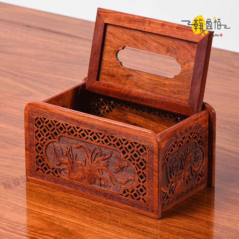 High-end brand rosewood tissue box mahogany tissue box desktop living room solid wood tissue box coffee table napkin collection African rosewood plain tissue box