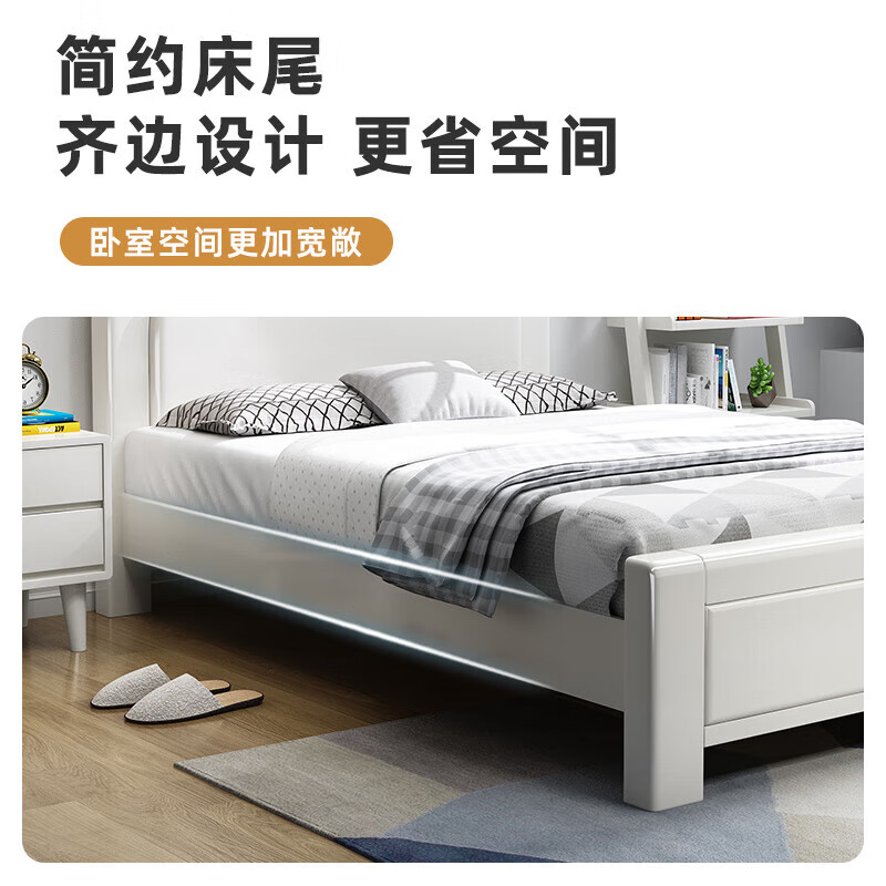 Shaoran solid wood bed small apartment modern and simple 1 meter 1.2 meters 1.35 meters thickened single small bed for teenagers and children bed + velvet latex brown cushion 1 meter * 2 meters (you can contact customer service to choose 1.9 meters)