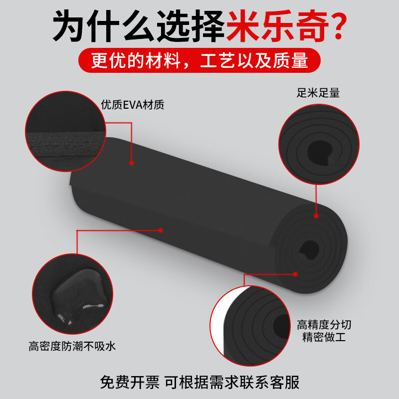 Mileqi EVA sponge pad cushioning high-density packaging foam board gift box box filled with anti-collision soundproof sponge block 1 meter wide * 2 meters long * 5 mm thick black