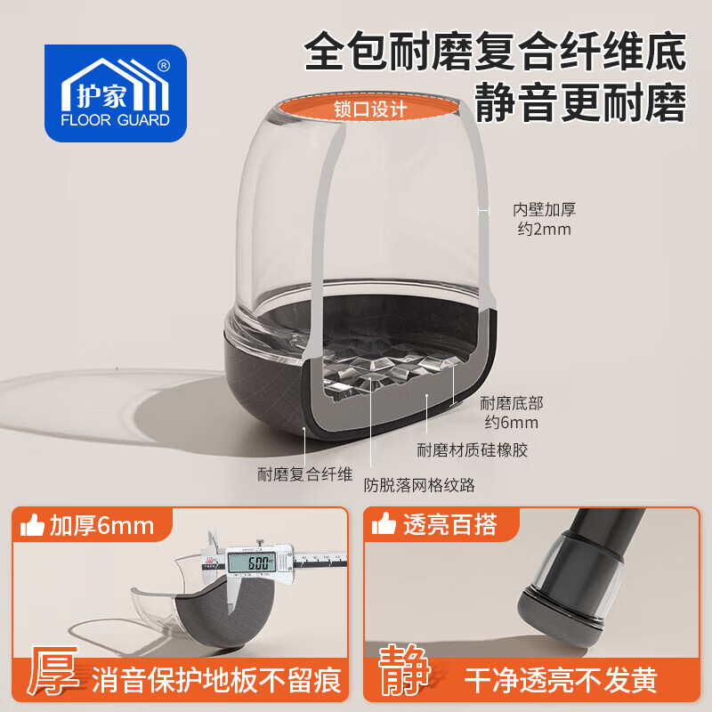 Home-protecting chair foot pads, stool leg protective covers, stool foot protective covers, wear-resistant silencer pads, transparent color