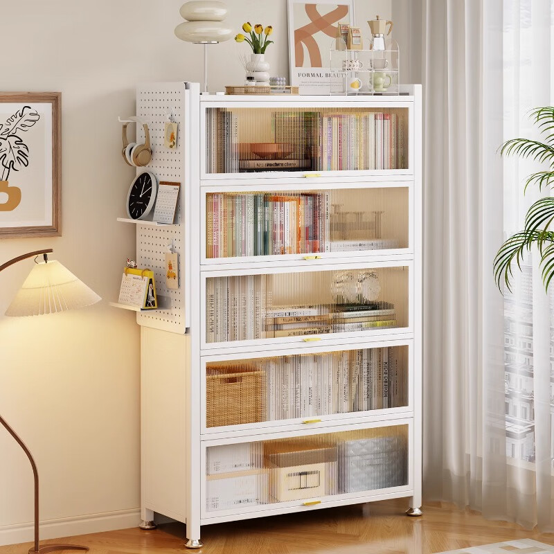 Chushiyou steel bookcase dust-proof floor-standing multi-layer children's bookshelf vertical storage cabinet integrated wall-mounted bedroom living room storage rack