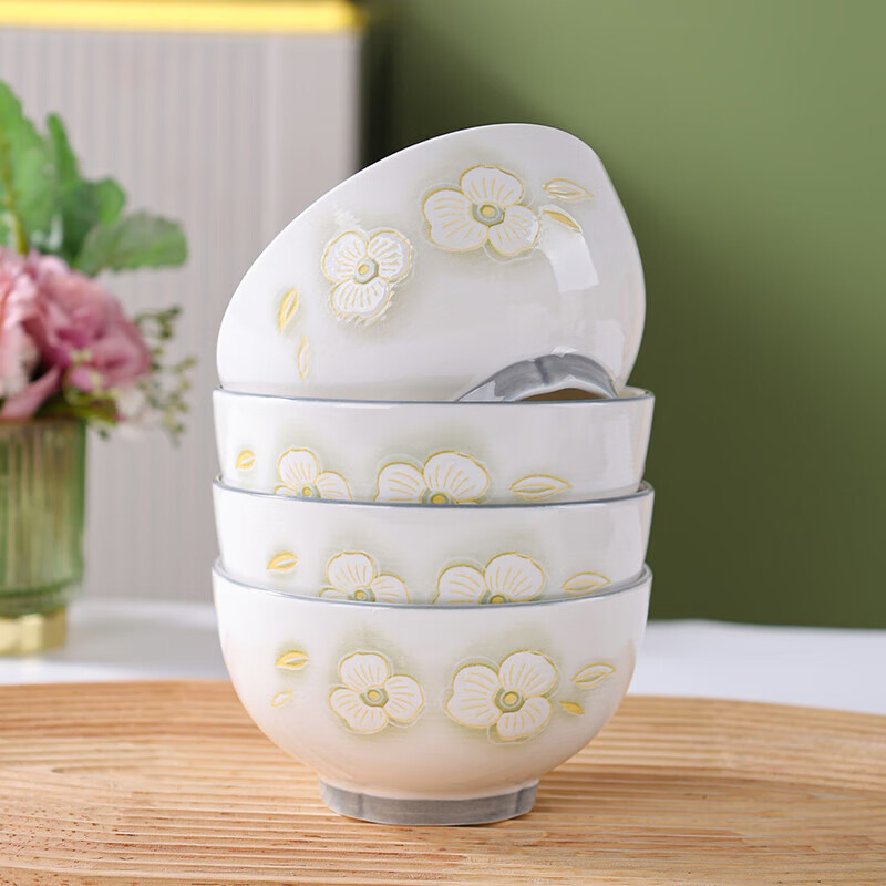 4.5-inch underglaze color high-value rice bowl high-temperature ceramic bowl household tableware Jinzhiyuye 10 4.5-inch bowls