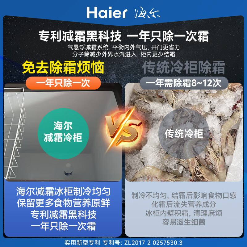 Haier small freezer series 100/143/201/300 liter household single temperature horizontal freezer automatic frost reduction, antibacterial and odor-free fully frozen fully refrigerated switchable freezer first level energy saving 100 liters -40 deep cold frost reduction 80% | digital display electronic temperature control