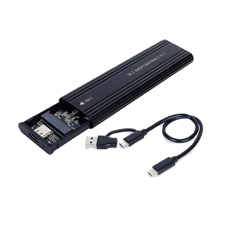 NVme solid state drive box m2 mobile hard drive box M.2 NGFF dual protocol USB3.1 box sata external shell matte black stripe SATA protocol +3.1 line C to A suitable for 2 8
