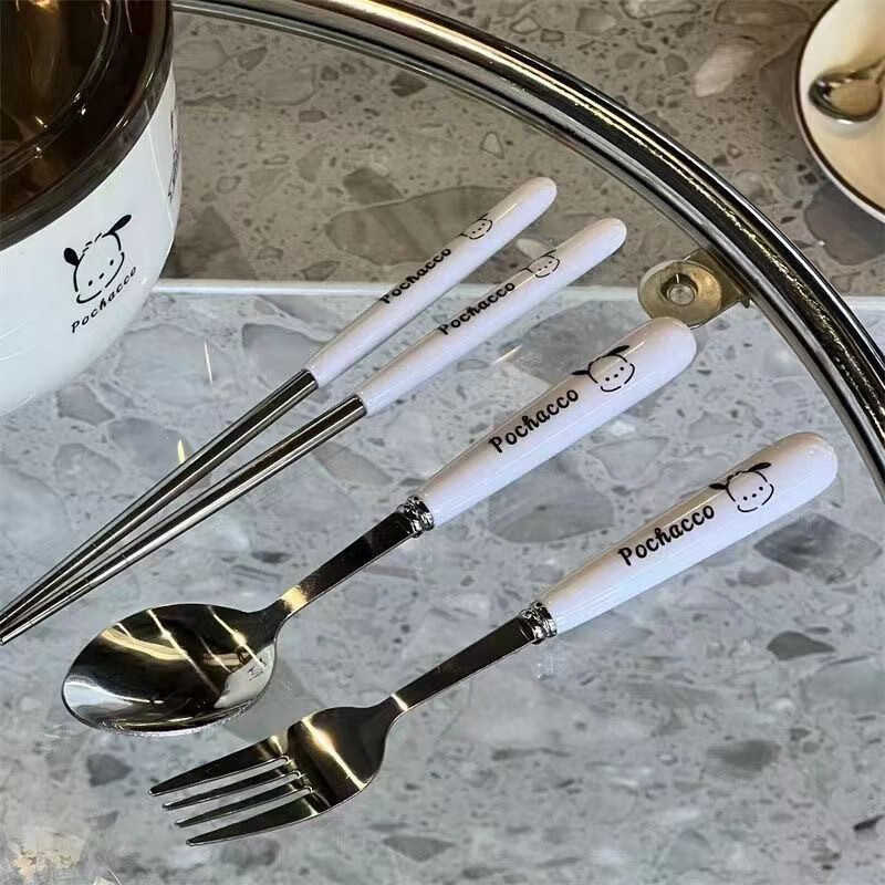An Junsheng ins Pacha Dog Chopsticks, Spoons and Forks Three-piece Set of Good-looking Students, Children and Adults Portable Tableware Storage Box Thickened Pacha Dog Chopsticks + Spoon + Fork Free Storage Box