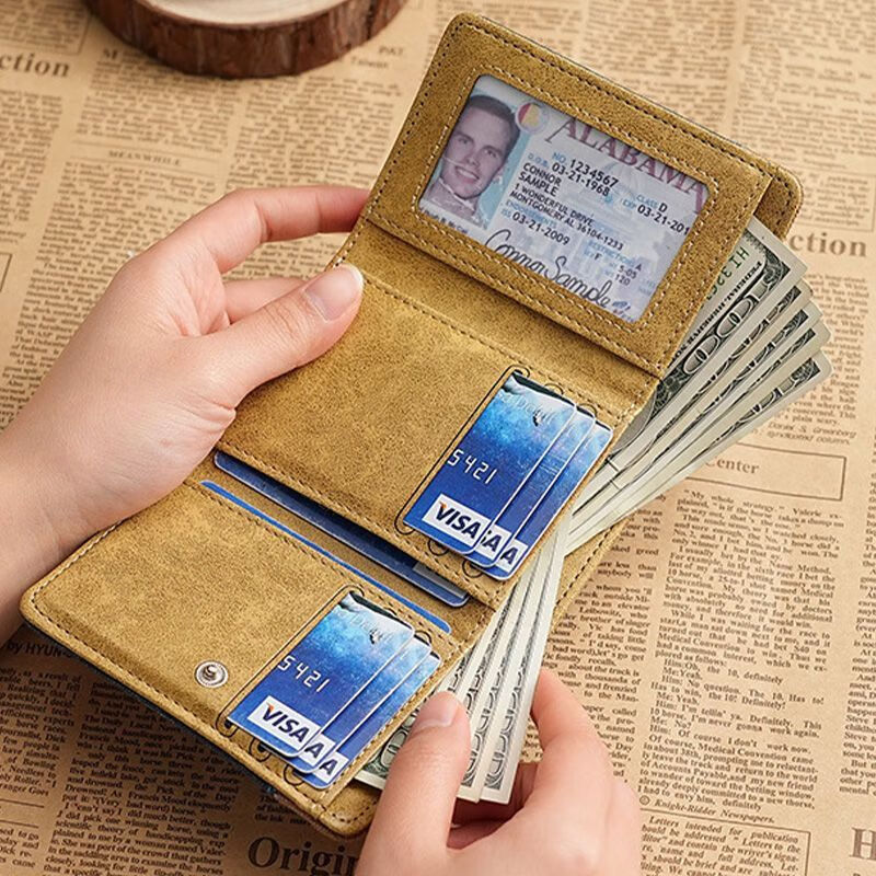 Tuzun Creative Expression Pack 2025 New Wallet Men's Short Trendy Brand Multi-Card Slots Retro Fashion Korean Style Tri-fold Small Wallet Blue-Yu Goese Insufficient Multi-Card Slots