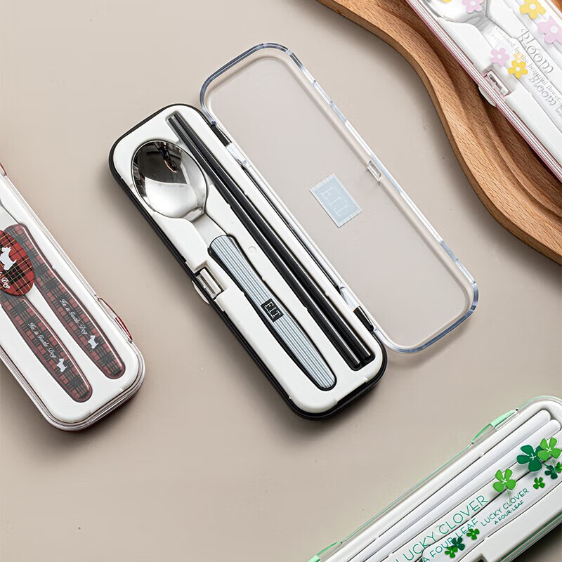 Home KATEI STORY Japanese imported chopsticks and spoons set portable tableware storage box stainless steel takeaway to work students and children chopsticks and spoons
