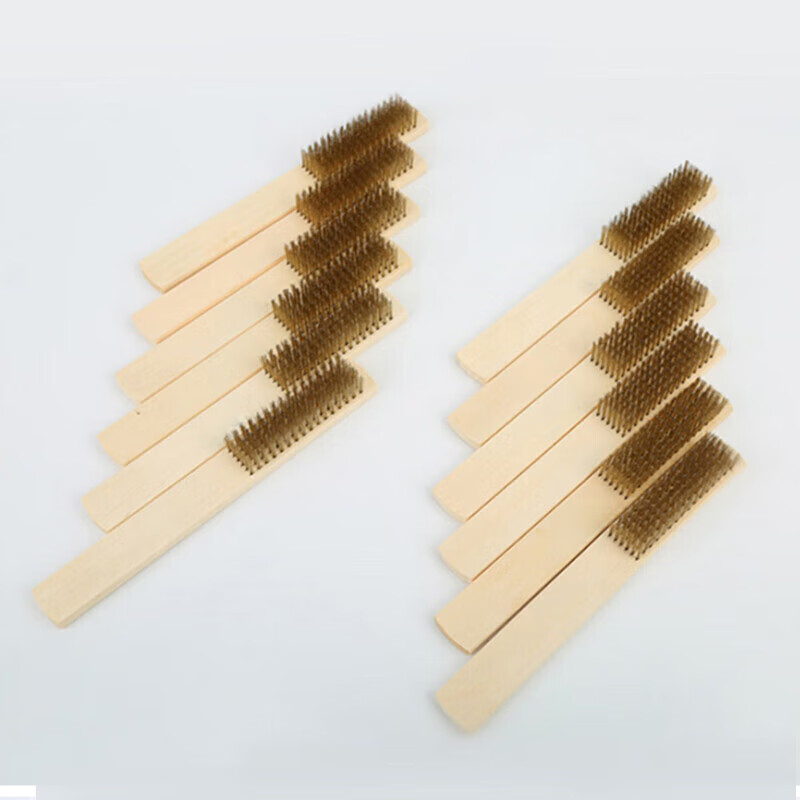 Hasdick wooden handle copper wire brush (6 pieces) industrial paint and rust removal brush metal cleaning brush HZL-269