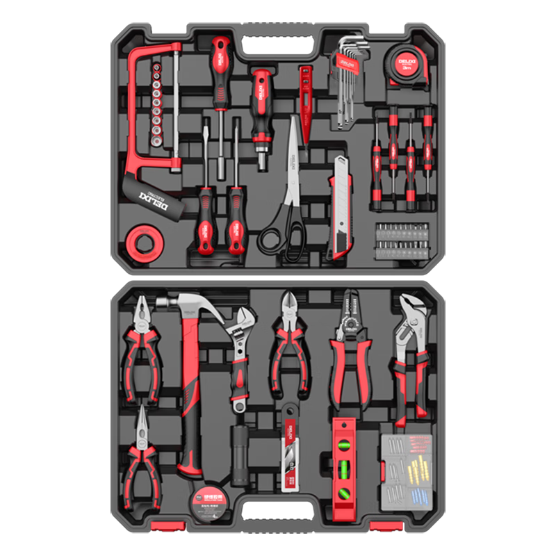 Delixi household hand tool set hardware electrician special repair multi-functional tool box screwdriver woodworking set household tool 16-piece set