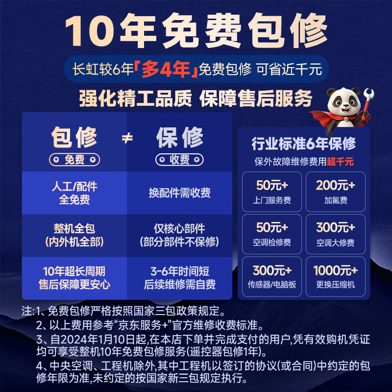 Changhong air conditioner Panda lazy big 1 horse new first-class trade-in power-saving frequency conversion heating and cooling household pure copper pipe hanging bedroom KFR-26GW/ZDCSW1+R1 (SE) ten-year repair guarantee