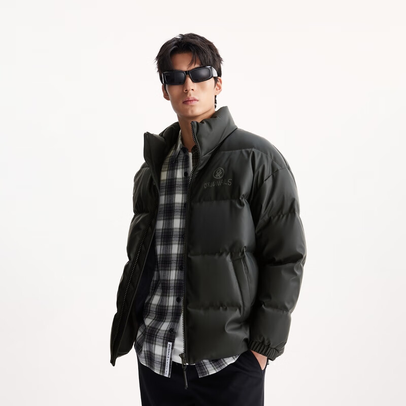 JACK&JONES men's down jacket versatile steel-pressed printed silhouette casual stand-up collar loose warm jacket top 225312025
