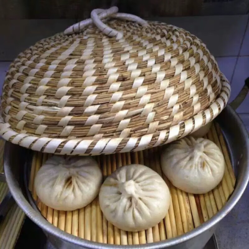 Meikejie Pot Lid Straw Bridle Bamboo Steamer Deepened and Height Straw Hat Steaming Lid Steamer Universal Cage Cap Pot Round Lid Universal 28 cm according to the inner diameter of the pot mouth Ordinary style without edging