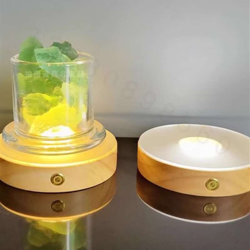 Magic Bean Shenghuo Wine Glass Base Light Luminous Coaster Cocktail Luminous Base with Light Coaster Base Luminous Home Ornament Base with Three-tone Lighting (Dimmable)/100*22mm Plug-in Model