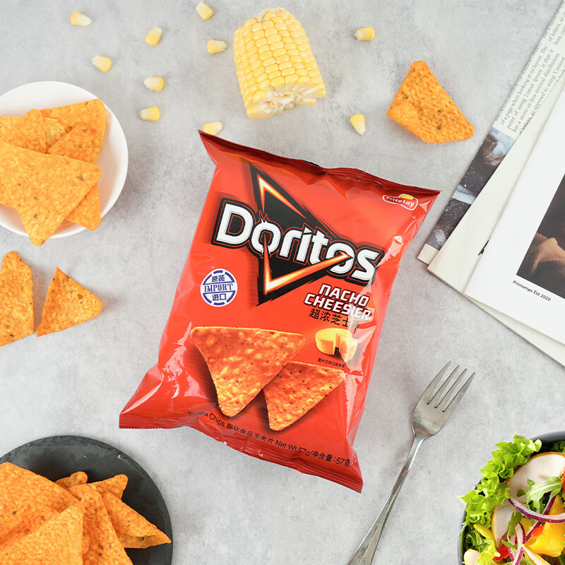 Doritos Super Rich Cheese Flavored Corn Flakes 57g*2 Made in Taiwan Original Reproduction of the American Version Flavor TV Drama Snacks