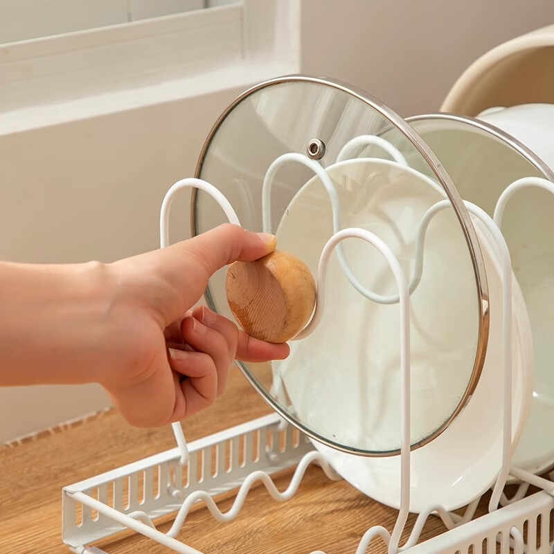 MUYA kitchen storage rack adjustable retractable cabinet pot and kitchenware storage pot rack countertop dish rack pot lid rack