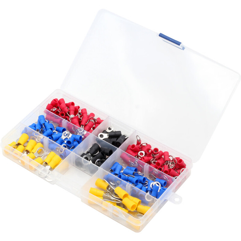 Bohuida RV round cold-pressed terminal block wire copper nose with insulated terminal O-type connector combination set