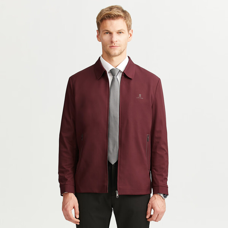 MONTAGUT Jacket Men's Spring and Autumn Comfortable, Soft, Stylish, Easy-Care Business Lapel Jacket Red XL