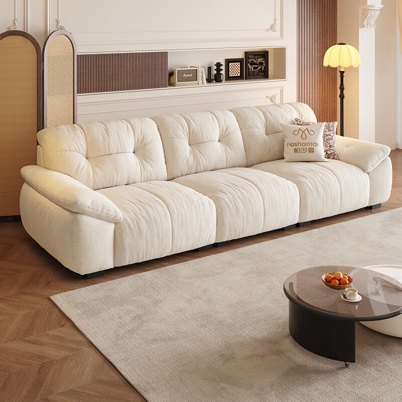 Pashaman Hug Bear fabric sofa fully removable and washable chenille small apartment cloud retro cream style living room 2657ZF 2.8 meters multi-seater fully removable and washable design luxury version 50% selection - chenille violet + light elastic cotton + sponge