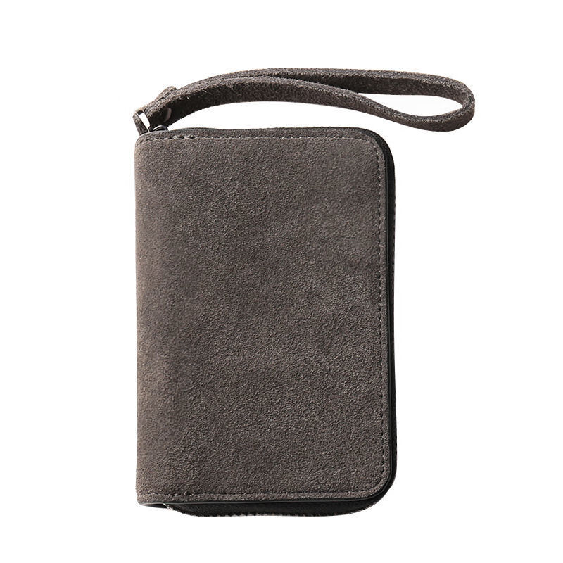 Liyou high-end quality key bag storage bag men's multifunctional genuine leather large capacity women's waist hanging cowhide household storage bag (80% buy) suede leather zipper key bag - black