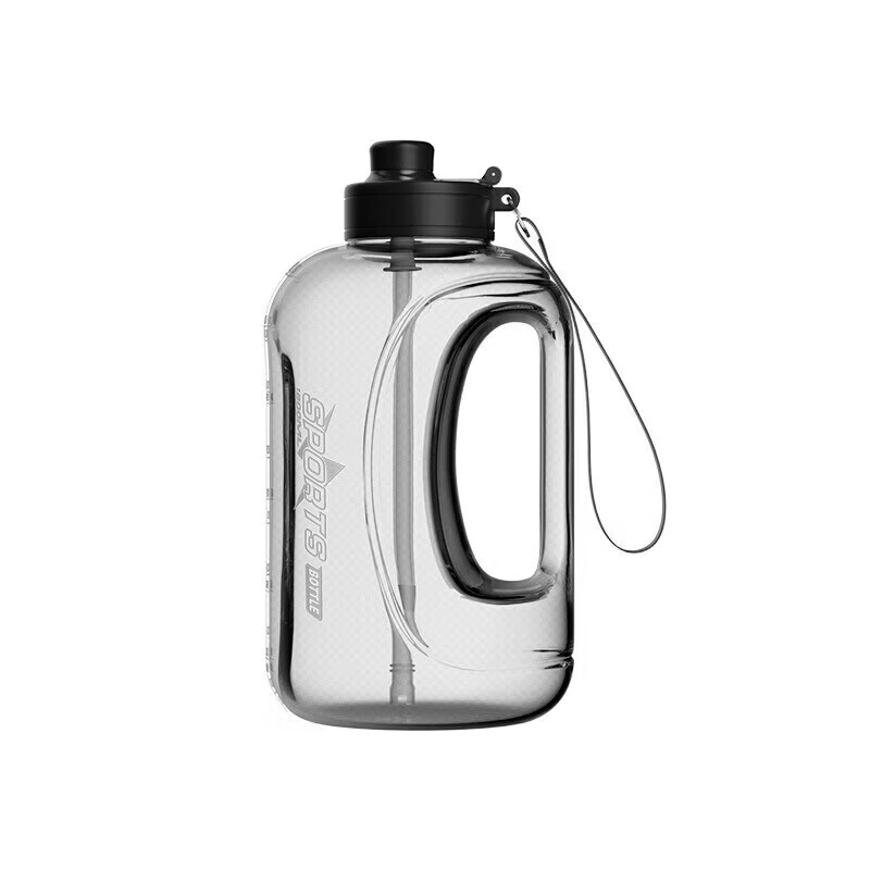 Ton-ton bucket extra large capacity water cup for men's sports and fitness large kettle with double drinking mouth for women outdoor portable water cup with straw 2800ml black straw + rope can hold hot water