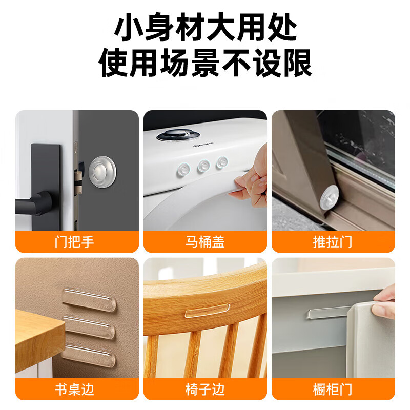 JEBIS anti-collision sticker soft rubber anti-collision strip door handle anti-collision artifact refrigerator door rear anti-collision transparent particle combination pack