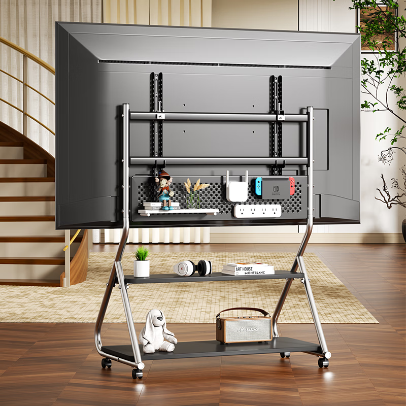 Enlip TV Mobile Bracket 55-86 inches Stainless Steel Art TV Movable Bracket Household Floor-Standing Wheeled Trolley Xiaomi Skyworth Hisense TV Universal