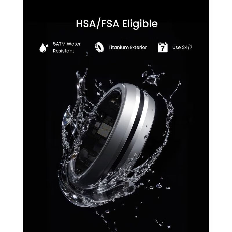 RENPHO LYNX Smart Ring Healthy Sleep Monitoring Ring Health Tracking Lightweight Long Battery Life Waterproof Rugged and Durable New Product Black Size 7