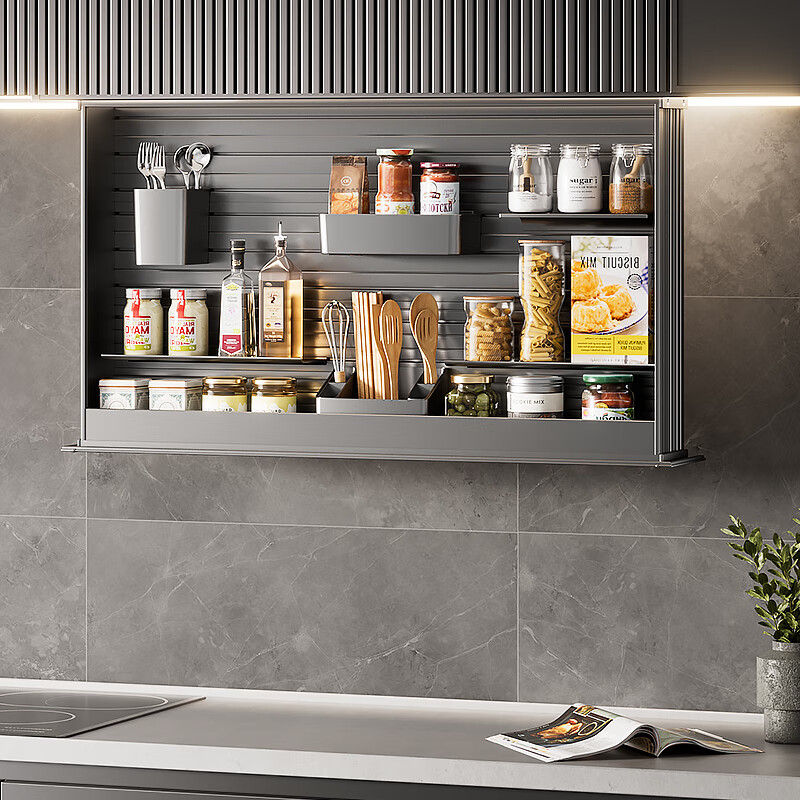 Yunqige voice-controlled vertical pull-down electric kitchen cabinet intelligent lift basket machine wall cabinet seasoning Xingyao intelligent voice control + touch + atmosphere light (450 multi-layer electric lift