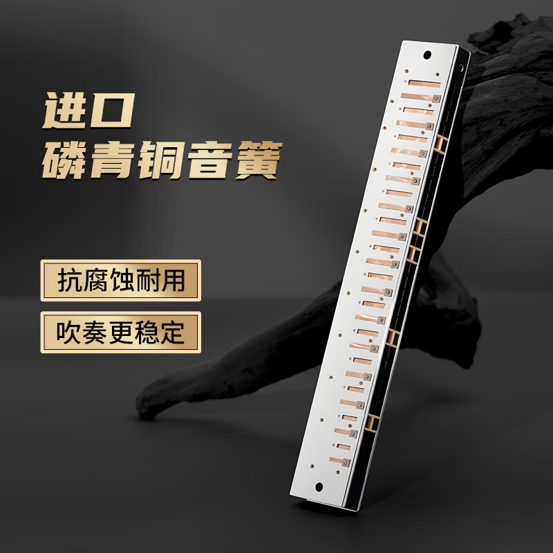 Guoguang 28-hole Guozhimeng imported gong competition grade polyphonic C harmonica (Athens black/with teaching materials)