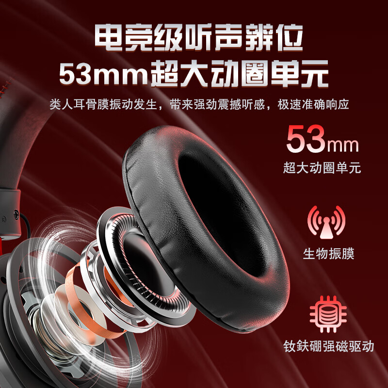 HP (HP) GH20Pro wireless gaming headset head-mounted 7.1 surround sound e-sports chicken delta FPS game listening position identification suitable for Shadow Elf wireless version Panda White