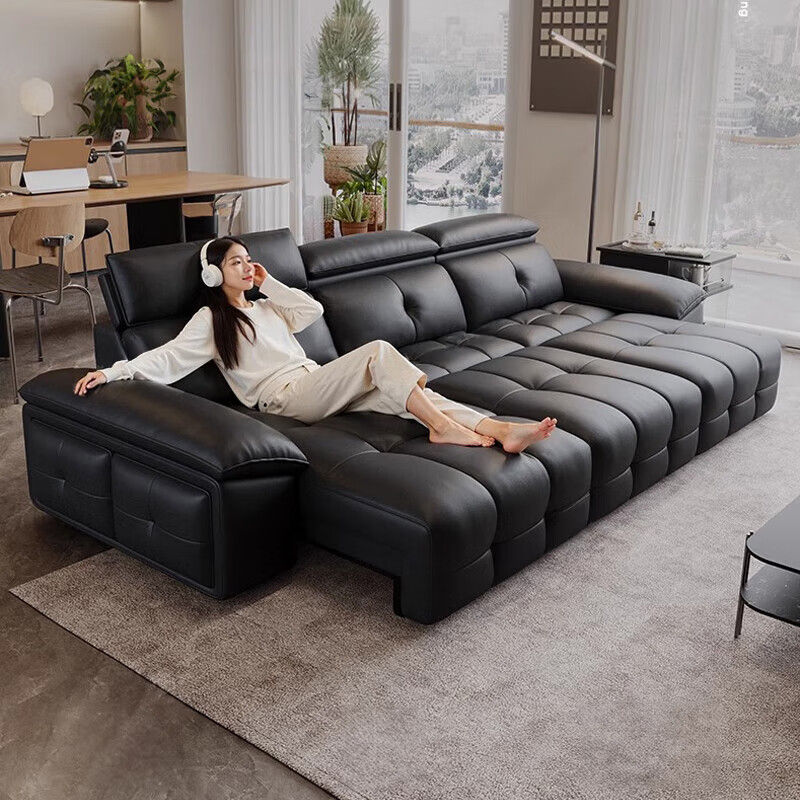 Aiyoushang Intelligent Voice Version Zero Wall Electric Function Sofa Leather Living Room Straight Row Lawrence Sofa Bed Telescopic 2.36 Meters Double Electric Position Contact Surface 2.8mm Thickened Calf Leather