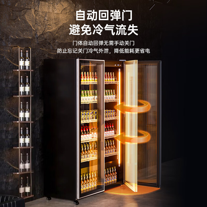 Royalstar air-cooled frost-free full-screen refrigerated fresh-keeping display cabinet commercial double-door Internet celebrity bar ktv high-end beverage wine cabinet freezer glass door refrigerator single door 0.66 meters air-cooled frost-free 400L