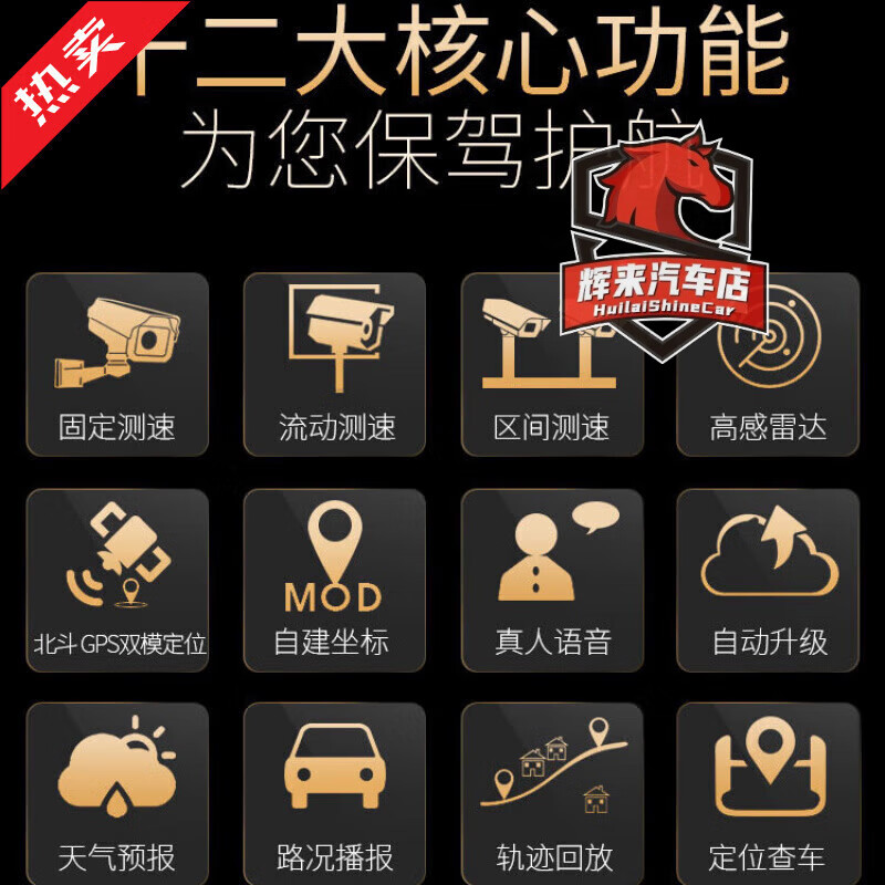 2025 New 360 Electronic Dog Radar Mobile Speed Measurement 2025 New Car Wireless Cloud Auto Gray Ferrari Cloud Version Positioning Vehicle Check + Fixed Area