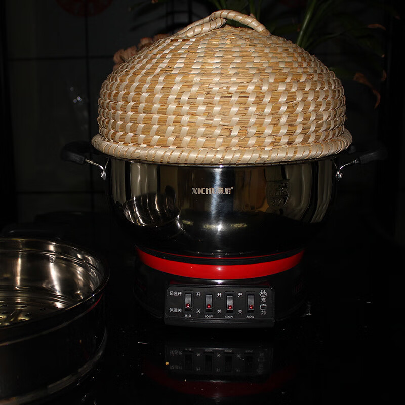 Meikejie Pot Lid Straw Bridle Bamboo Steamer Deepened and Height Straw Hat Steaming Lid Steamer Universal Cage Cap Pot Round Lid Universal 28 cm according to the inner diameter of the pot mouth Ordinary style without edging