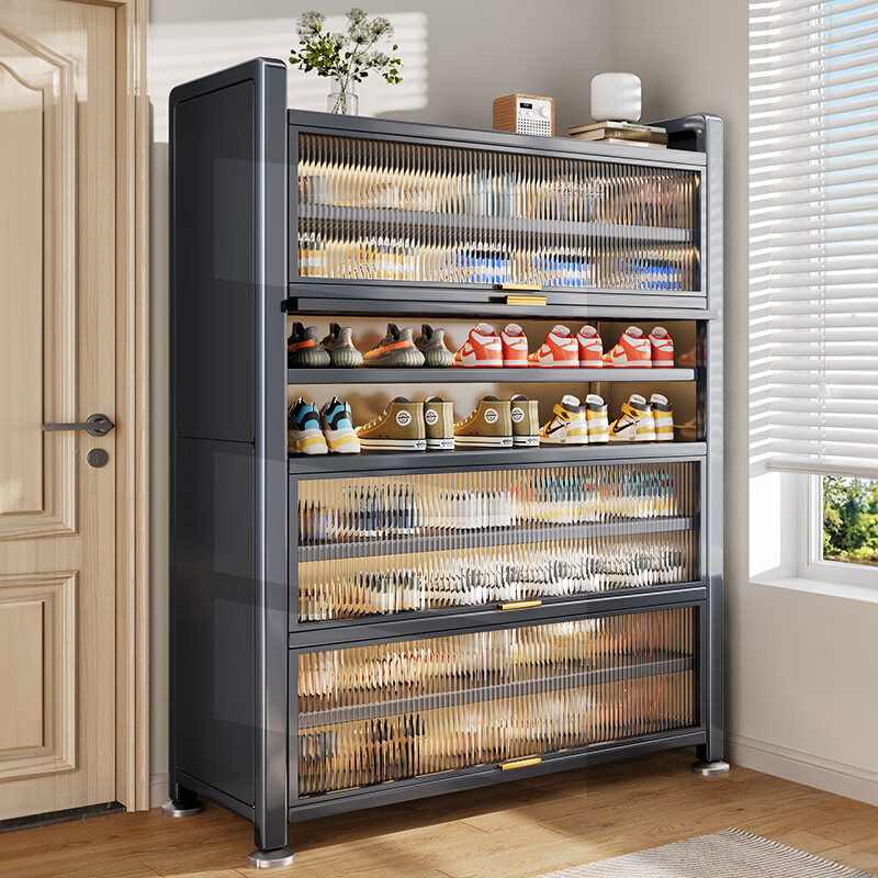 Jiangwei Shoe Cabinet Door Entry Cabinet Integrated Wall Storage Rack Multi-layer Home Door New Style 2025 Price Gray 7 Layers Length 100 Height 115cm