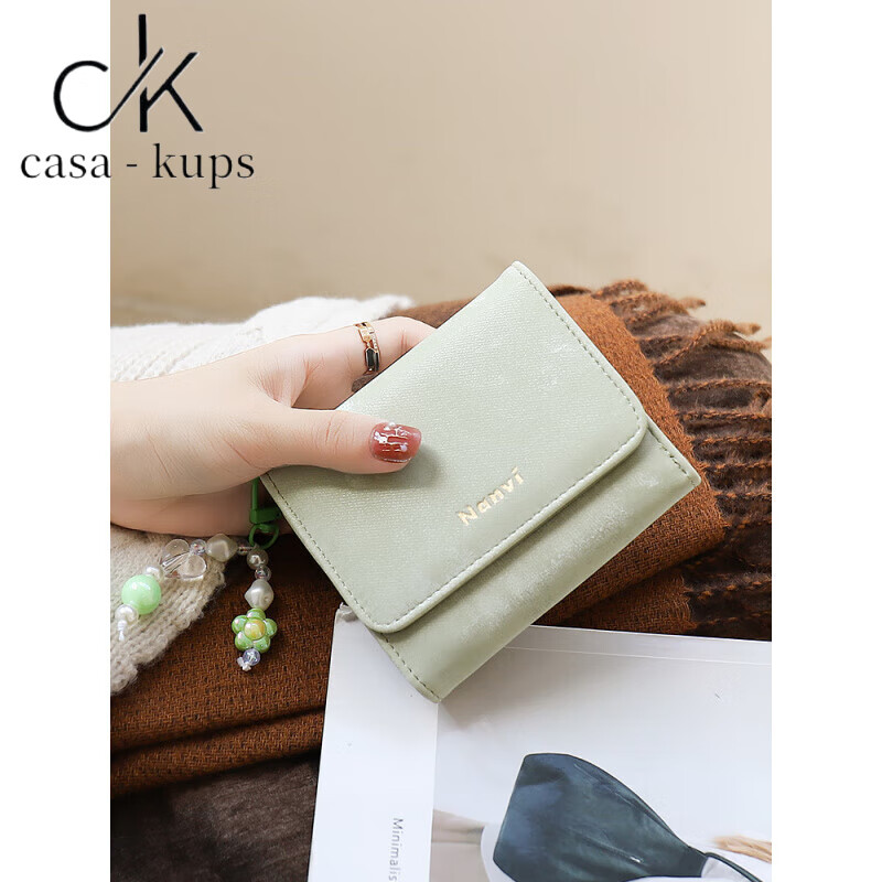 Casa-kupsCK wallet women's 2025 velvet gradient large capacity Japanese style cute retro coin card holder for women blue