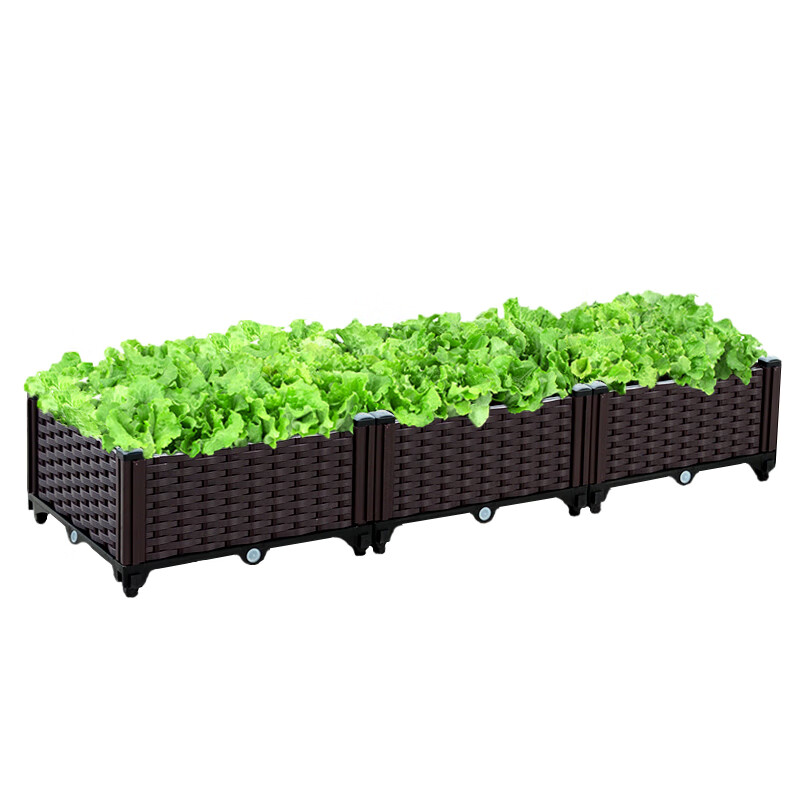 Huiyi special vegetable growing box planting box family balcony vegetable growing pot artifact roof rectangular plastic outdoor flower box single layer 2 combined box 74*37*21cm