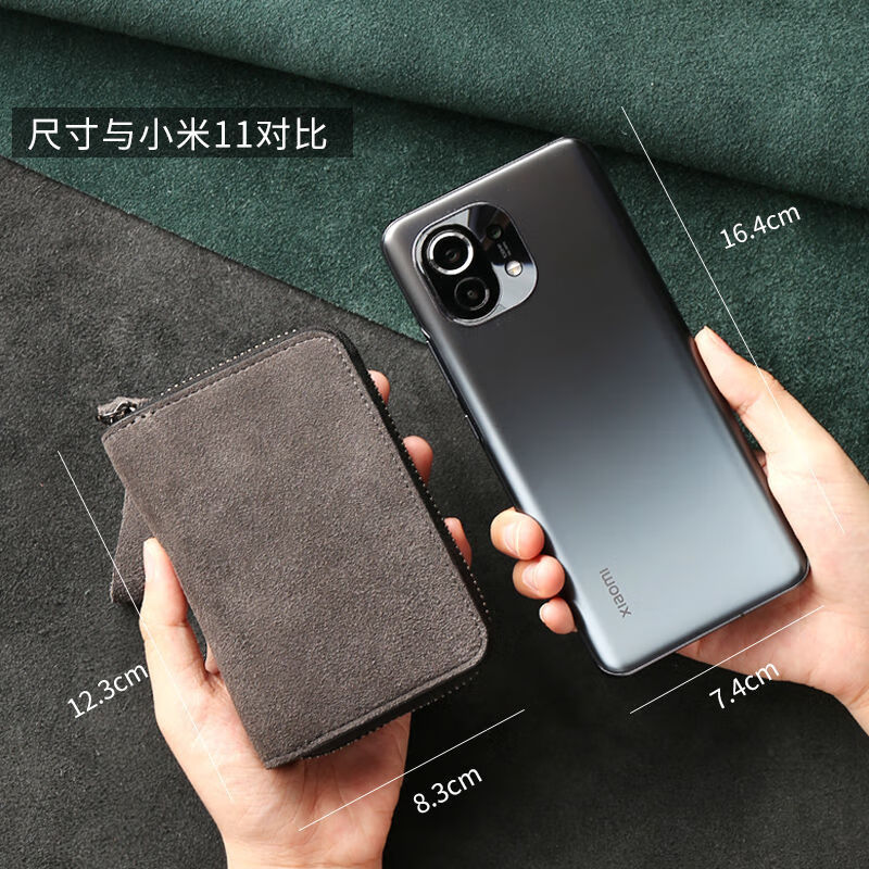 Liyou high-end quality key bag storage bag men's multifunctional genuine leather large capacity women's waist hanging cowhide household storage bag (80% buy) suede leather zipper key bag - black