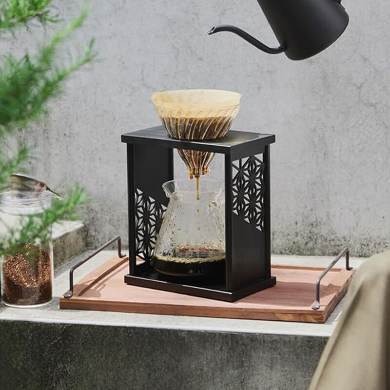 HARIO Japanese-style hand-brewed coffee set heat-resistant glass sharing pot V60 drip filter cup hand-brewed Qibao hemp leaf heat-resistant glass sharing pot Qibao style 600ml
