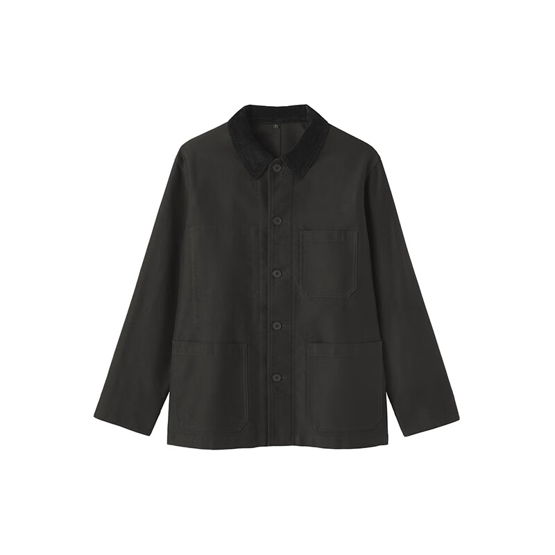 MUJI Men's Kapok Blend Corduroy Collar Jacket Men's Jacket 25 Years Winter Outerwear Men's Men's Dark Gray L (175/100A)
