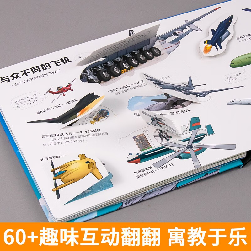Aircraft Encyclopedia 3D three-dimensional flip book reveals the secrets of aviation science encyclopedia Enlightenment cognitive picture book for children aged 3-8 years old