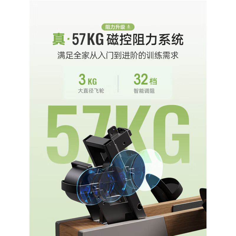 MOK K10 magnetic resistance silent rowing machine home smart folding rowing machine fitness equipment K10ES standard version wasabi green