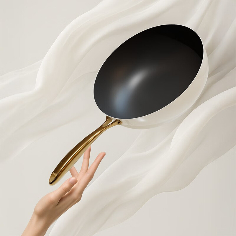 Wenlun Mountain cobblestone ultra-titanium non-stick wok household cooking pot uncoated induction cooker gas stove ultra-titanium stir-fry titanium non-stick wok